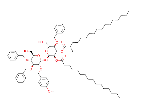 3,4,4'-tri-O-benzyl-2-O-(p-methoxybenzyl)-3'-O-((S)-2-methylstearoyl)-2'-O-palmitoyl-α,α-D-trehalose