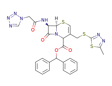 5-Thia-1-azabicyclo[4.2.0]oct-3-ene-2-carboxylic acid,
3-[[(5-methyl-1,3,4-thiadiazol-2-yl)thio]methyl]-8-oxo-7-[(1H-tetrazol-1-yl
acetyl)amino]-, diphenylmethyl ester, (6R,7R)-