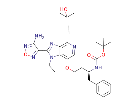 1,1-dimethylethyl [(S)-3-{[2-(4-amino-1,2,5-oxadiazol-3-yl)-1-ethyl-4-(3-hydroxy-3-methyl-1-butyn-1-yl)-1H-imidazo[4,5-c]pyridin-7-yl]oxy}-1-(phenylmethyl)propyl]carbamate