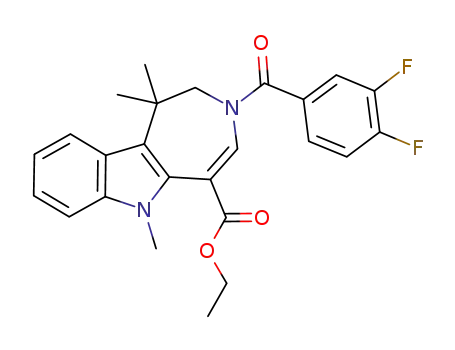 Molecular Structure of 629663-95-2 (3-(3,4-Difluoro-benzoyl)-1,1-diMethyl-1,2,3,6-tetrahydro-azepino[4,5-b]indole-5-carboxylic acid ethyl ester)