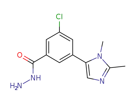 3-chloro-5-(1,2-dimethyl-1H-imidazol-5-yl)benzohydrazine
