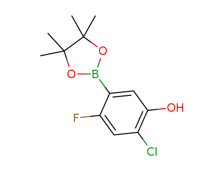 Molecular Structure of 1256360-20-9 (2-Chloro-4-fluoro-5-(4,4,5,5-tetramethyl-1,3,2-dioxaborolan-2-yl)phenol)