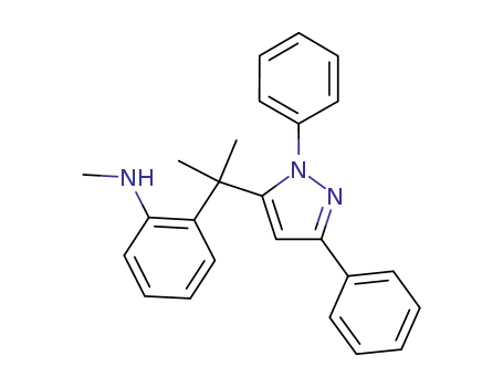 Molecular Structure of 1112193-91-5 (2-(2-(1,3-diphenyl-1H-pyrazol-5-yl)propan-2-yl)-N-methylaniline)
