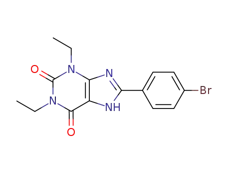 Molecular Structure of 93214-91-6 (1H-Purine-2,6-dione, 8-(4-bromophenyl)-1,3-diethyl-3,7-dihydro-)