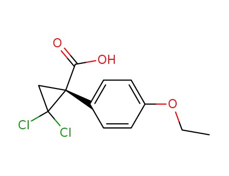 Molecular Structure of 63935-60-4 (Cyclopropanecarboxylic acid, 2,2-dichloro-1-(4-ethoxyphenyl)-, (S)-)