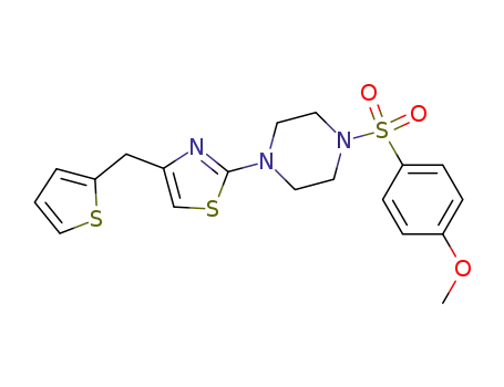 Molecular Structure of 1114770-32-9 (2-(4-(4-methoxyphenylsulfonyl)piperazin-1-yl)-4-(thiophen-2-ylmethyl)-thiazole)