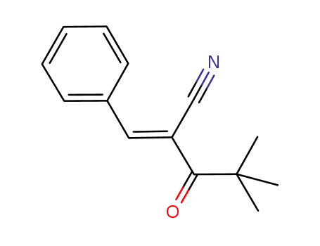 Molecular Structure of 1189116-34-4 (4,4-dimethyl-3-oxo-2-[1-phenylmeth-(E)-ylidene]pentanenitrile)