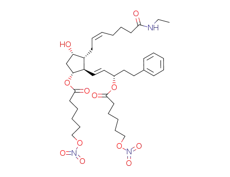 Molecular Structure of 1194047-44-3 ((1S,2E)-3-[(1R,2R,3S,5R)-2-[(2Z)-7-(ethylamino)-7-oxohept-2-en-1-yl]-3-hydroxy-5-{[6-(nitrooxy)hexanoyl]oxy}cyclopentyl]-1-(2-phenylethyl)prop-2-en-1-yl 6-(nitrooxy)hexanoate)