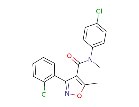 Molecular Structure of 1197300-24-5 (4-Isoxazolecarboxamide, 3-(2-chlorophenyl)-N-(4-chlorophenyl)-N,5-dimethyl-)