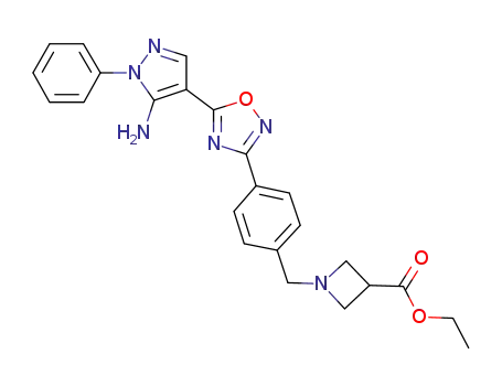 ethyl 1-(4-(5-(5-amino-1-phenyl-1H-pyrazol-4-yl)-1,2,4-oxadiazol-3-yl)benzyl)azetidine-3-carboxylate