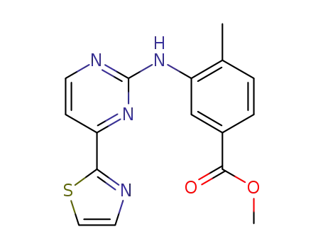 Molecular Structure of 1207665-69-7 (4-methyl-3-(4-thiazole-2-yl-pyrimidine-2-yl-amino)benzoic acid methyl ester)
