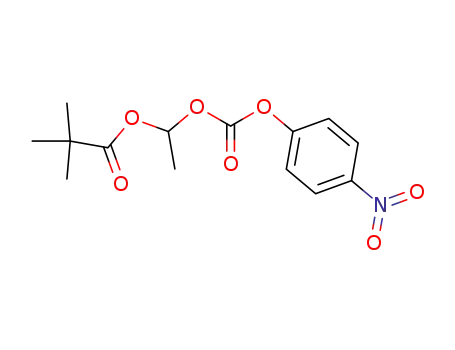 Molecular Structure of 182747-25-7 (Propanoic acid, 2,2-dimethyl-, 1-[[(4-nitrophenoxy)carbonyl]oxy]ethyl
ester)