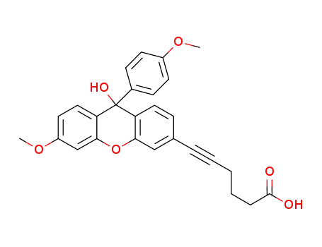 Molecular Structure of 1105506-46-4 (6-(9-hydroxy-3-methoxy-9-(4-methoxyphenyl)-9H-xanthen-6-yl)hex-5-ynoic acid)