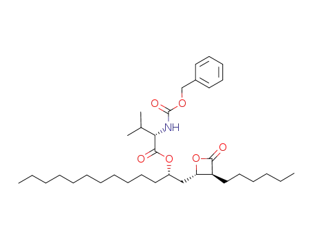 N-[(phenylmethoxy)carbonyl]-L-valine-(1S)-1-[[(2S,3S)-3-hexyl-4-oxo-2-oxetanyl]methyl]dodecyl ester