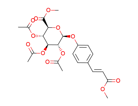 Molecular Structure of 866417-47-2 (methyl {4'-[3''-(methyl prop-2''(E)-enoate)]phenyl 2,3,4-tri-O-acetyl-β-D-glucopyranosid}uronate)