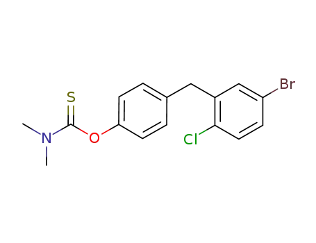Molecular Structure of 1192136-39-2 (O-4-(5-bromo-2-chlorobenzyl)phenyl dimethylcarbamothioate)