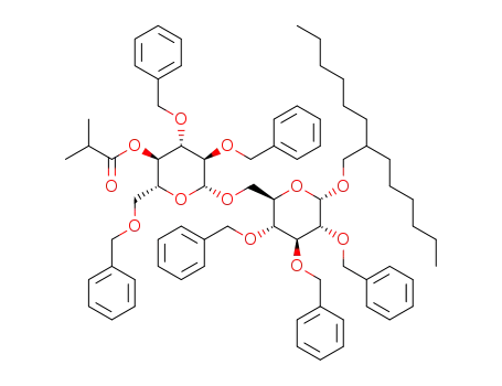 2-hexyl-1-octyl 6-O-(2,3,6-tri-O-benzyl-4-O-isobutyryl-β-D-glucopyranosyl)-2,3,4-tri-O-benzyl-α-D-glucopyranoside