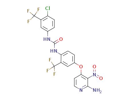 Molecular Structure of 884340-04-9 (1-(4-(2-amino-3-nitropyridin-4-yloxy)-2-(trifluoromethyl)phenyl)-3-(4-chloro-3-(trifluoromethyl)phenyl)urea)