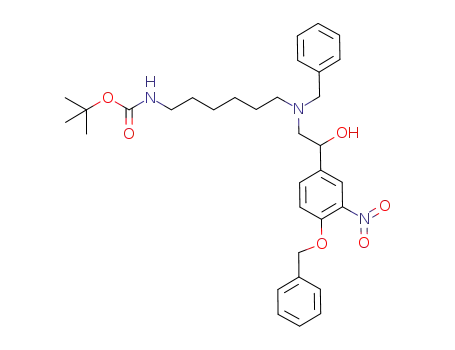 Molecular Structure of 1068147-87-4 (tert-butyl 6-(benzyl(2-(4-(benzyloxy)-3-nitrophenyl)hydroxyethyl)amino)hexylcarbamate)