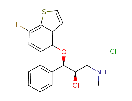 (1R,2R)-1-(7-fluoro-benzo[b]thiophen-4-yloxy)-3-methylamino-1-phenyl-propan-2-ol hydrochloride