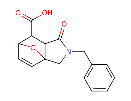Molecular Structure of 1212092-04-0 (3-benzyl-4-oxo-10-oxa-3-azatricyclo[5.2.1.0~1,5~]dec-8-ene-6-carboxylic acid(SALTDATA: FREE))