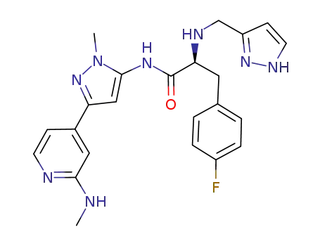 (2S)-2-((1H-pyrazol-3-yl)methylamino)-3-(4-fluorophenyl)-N-(1-methyl-3-(2-(methylamino)pyridin4-yl)-1H-pyrazol-5-yl)propanamide