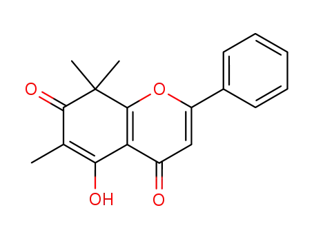Molecular Structure of 151655-69-5 (5-hydroxy-6,8,8-trimethyl-2-phenyl-4H-chromene-4,7(8H)-dione)