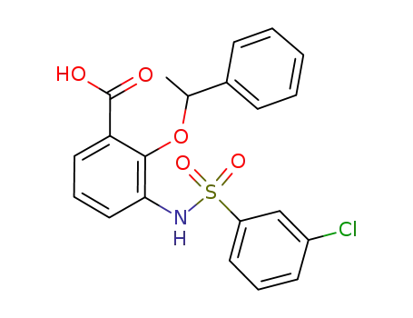 3-[[(3-chlorophenyl)sulfonyl]amino]-2-(1-phenylethoxy)benzoic acid
