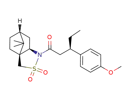 Molecular Structure of 1092461-45-4 (N-[(3R)-3-(4-methoxyphenyl)pentanoyl]bornane-10,2-sultam)