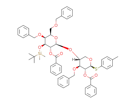 p-methylphenyl 2-O-benzoyl-4-O-(2-O-benzoyl-4,6-di-O-benzyl-3-O-tert-butyldimethylsilyl-β-D-galactopyranosyl)-3-O-benzyl-1-thio-β-D-xylopyranoside