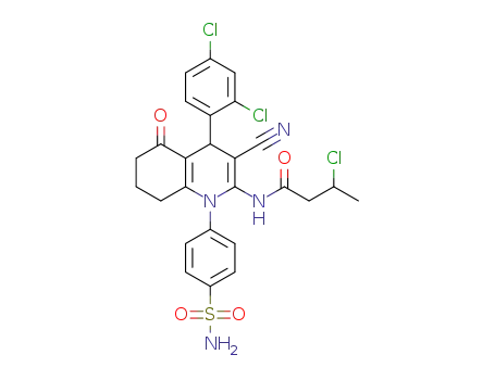 3-chloro-N-(3-cyano-4-(2,4-dichlorophenyl)-5-oxo-1-(4-sulfamoylphenyl)-1,4,5,6,7,8-hexahydroquinolin-2-yl)butanamide