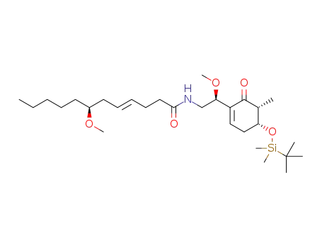 Molecular Structure of 1309930-55-9 ((4E,7S)-N-{(2S)-2-[(4R,5R)-4-(tert-butyldimethylsilyloxy)-5-methyl-6-oxocyclohex-1-enyl]-2-methoxyethyl}-7-methoxydodec-4-enamide)