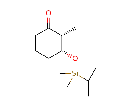 Molecular Structure of 1309930-37-7 ((5R,6R)-5-tert-butyldimethylsilyloxy-6-methyl-2-cyclohexenone)