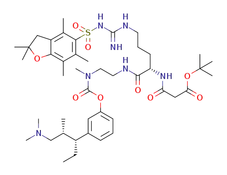 N-((S)-1-(2-([3-((1R,2R)-3-dimethylamino-1-ethyl-2-methyl-propyl)-phenoxycarbonyl]-methyl-amino)-ethylcarbamoyl)-4-(2,2,4,6,7-pentamethyldihydrobenzofuran-5-sulfonyl-guanidino)-butyl)-malonamic acid tert-butyl ester