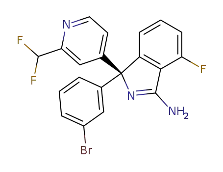 Molecular Structure of 1349036-99-2 ((1R)-1-(3-bromophenyl)-1-(2-(difluoromethyl)pyridin-4-yl)-4-fluoro-1H-isoindol-3-amine)