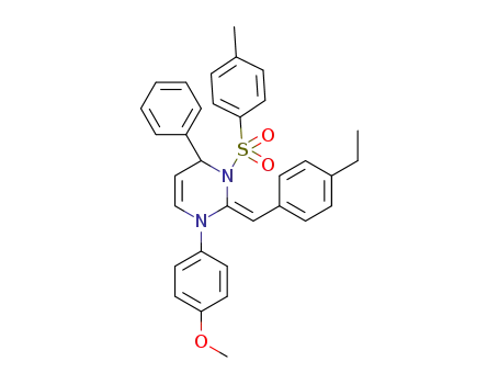 Molecular Structure of 1203703-51-8 ((Z)-2-(4-ethylbenzylidene)-1-(4-methoxyphenyl)-4-phenyl-3-tosyl-1,2,3,4-tetrahydropyrimidine)