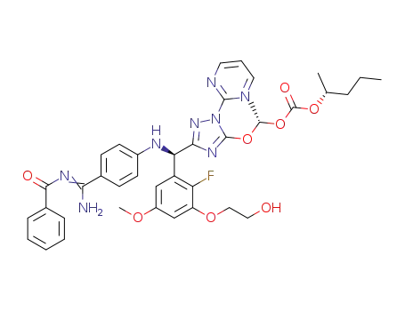 carbonic acid (S)-1-(5-{(R)-(4-{amino[benzoylimino]methyl}phenylamino)-[2-fluoro-3-(2-hydroxyethoxy)-5-methoxyphenyl]methyl}-2-pyrimidin-2-yl-2H-[1,2,4]triazol-3-yloxy)ethyl ester (R)-1-methylbutyl ester