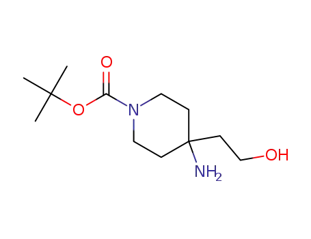 Molecular Structure of 1312784-58-9 (tert-butyl 4-amino-4-(2-hydroxyethyl)piperidine-1-carboxylate)