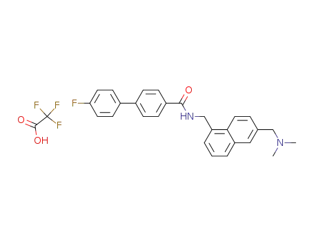 Molecular Structure of 1017952-43-0 (4'-fluoro-biphenyl-4-carboxylic acid (6-dimethylaminomethyl-naphthalen-1-ylmethyl)-amide TFA salt)