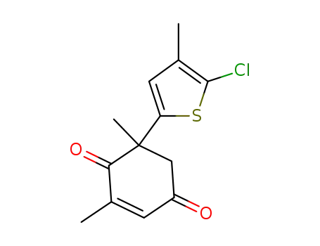 Molecular Structure of 1262865-00-8 (6-(5-chloro-4-methylthiophen-2-yl)-2,6-dimethylcyclohex-2-ene-1,4-dione)