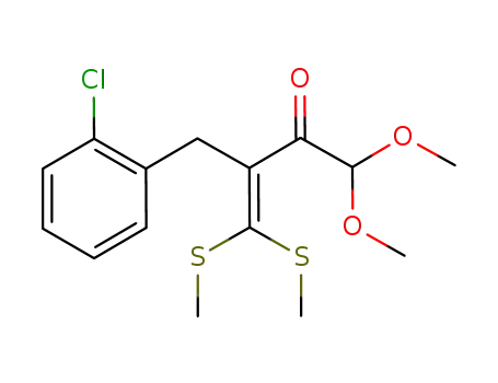 Molecular Structure of 847492-54-0 (3-Buten-2-one,
3-[(2-chlorophenyl)methyl]-1,1-dimethoxy-4,4-bis(methylthio)-)