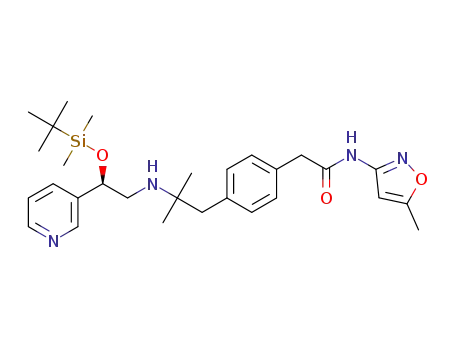 Molecular Structure of 1251957-77-3 (2-[4-(2-{[(2R)-2-{[tert-butyl(dimethyl)silyl]oxy}-2-(pyridin-3-yl)ethyl]amino}-2-methylpropyl)phenyl]-N-(5-methylisoxazol-3-yl)acetamide)