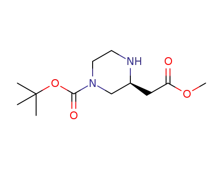 Molecular Structure of 1217683-44-7 ((R)-3-METHOXYCARBONYLMETHYL-PIPERAZINE-1-CARBOXYLIC ACID TERT-BUTYL ESTER)