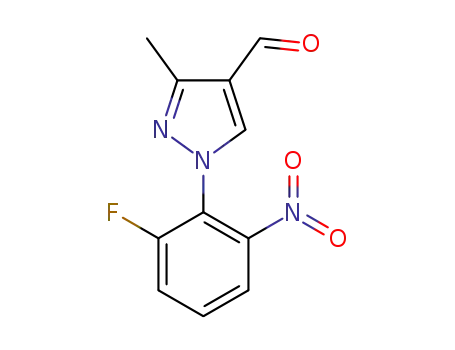 Molecular Structure of 1307314-08-4 (1-(2-fluoro-6-nitro-phenyl)-3-methyl-1H-pyrazole-4-carbaldehyde)