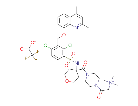 [2-(4-(4-[2,4-dichloro-3-(2,4-dimethyl-quinolin-8-yloxymethyl)-benzenesulfonylamino]tetrahydro-pyran-4-carbonyl)-piperazin-1-yl)-2-oxo-ethyl]-trimethylammonium trifluoroacetate salt