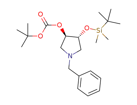 Molecular Structure of 1400235-97-3 ((3R,4R)-N-benzyl-3-[(tert-butyldimethylsilyl)oxy]-4-[(tert-butoxycarbonyl)oxy]pyrrolidine)