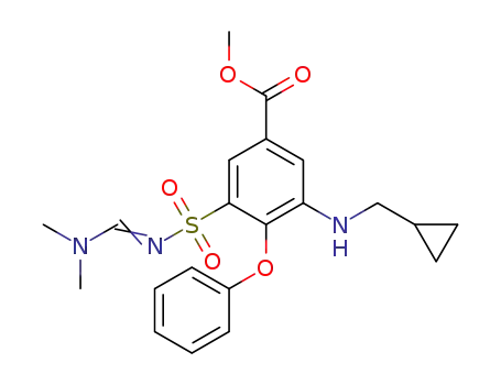 Molecular Structure of 62243-52-1 (3-(cyclopropylmethyl-amino)-5-(dimethylaminomethylene-sulfamoyl)-4-phenoxy-benzoic acid methyl ester)