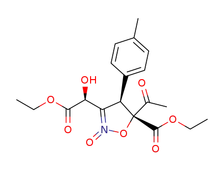 Molecular Structure of 1412897-07-4 ((4R,5R)-5-acetyl-3-((S)-2-ethoxy-1-hydroxy-2-oxoethyl)-5-(ethoxycarbonyl)-4-(p-tolyl)-4,5-dihydro isoxazole 2-oxide)