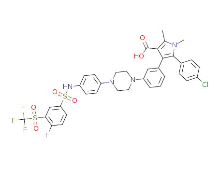5-(4-chlorophenyl)-4-(3-(4-(4-(4-fluoro-3-(trifluoromethylsulfonyl)phenylsulfonamido)phenyl)piperazin-1-yl)-phenyl)-1,2-dimethyl-1H-pyrrole-3-carboxylic acid