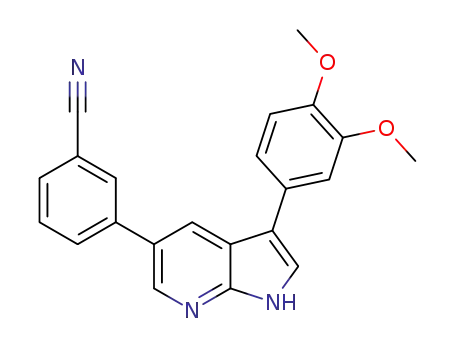 Molecular Structure of 1377503-46-2 (3-(3-(3,4-dimethoxyphenyl)-1H-pyrrolo[2,3-b]pyridin-5-yl)-benzonitrile)